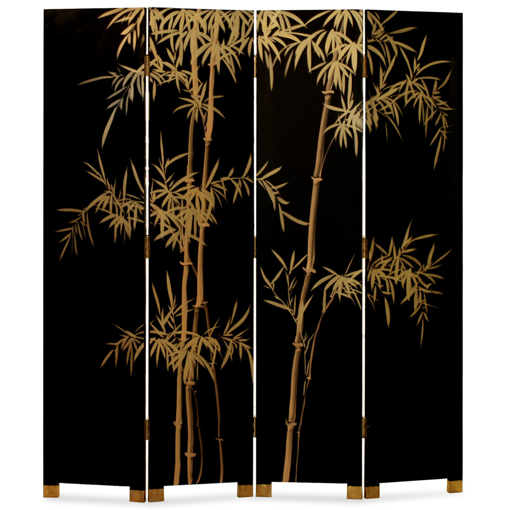 Cranes and Willow Silver Leaf Floor Screen