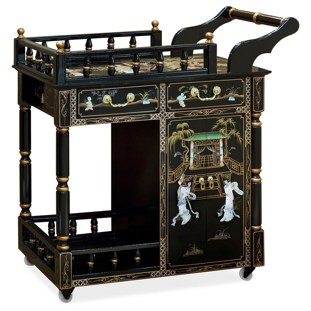 Black Mother Of Pearl Tea Cart China Furniture Online