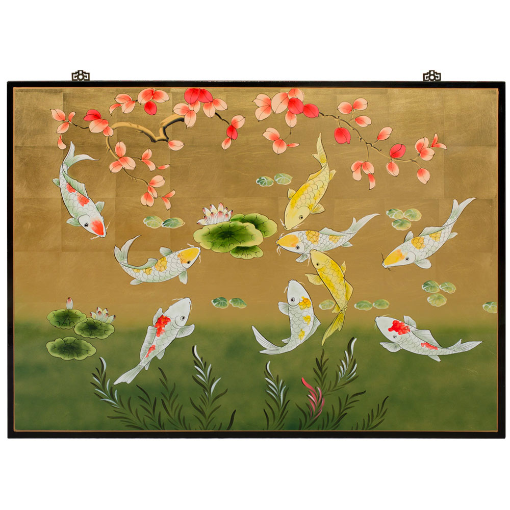 Gold Leaf Prosperity Koi Fish Asian Wall Art