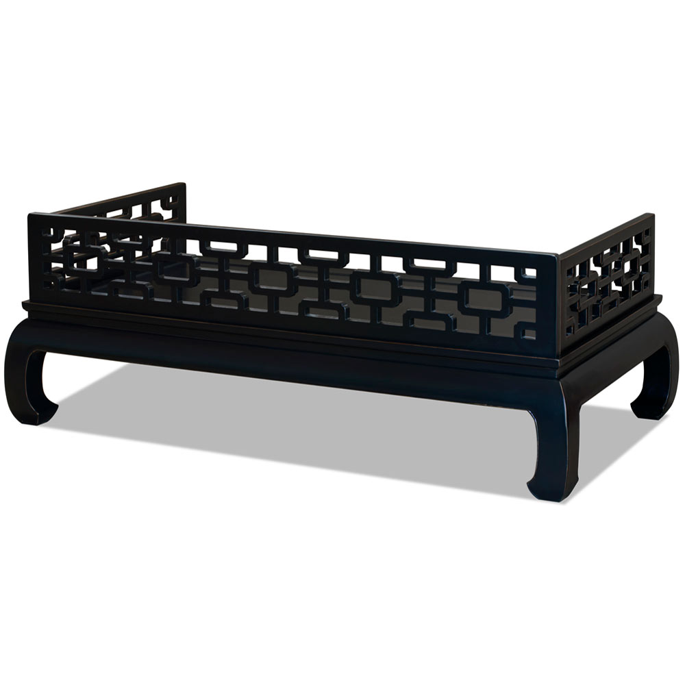 Distressed Black Elmwood Chinese Ming Day Bed