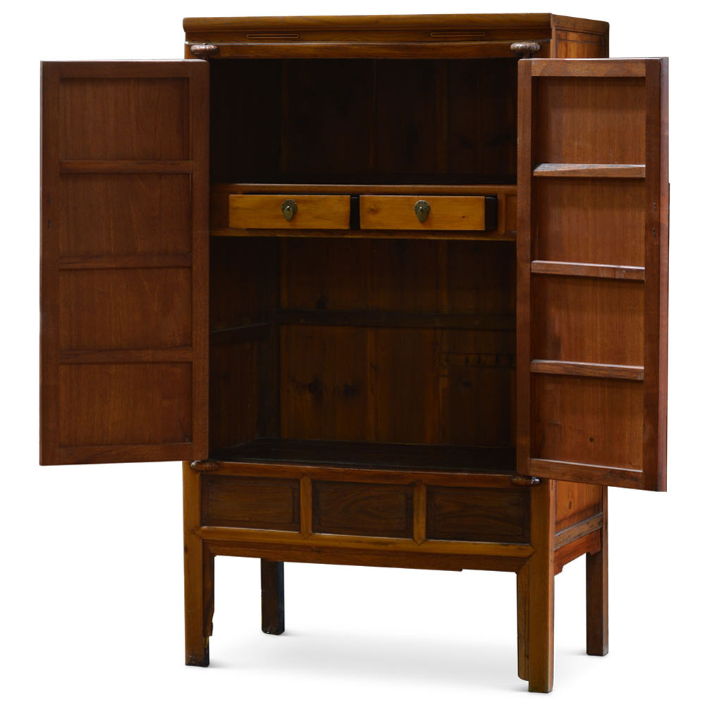 Natural Finish Elmwood Oriental Armoire