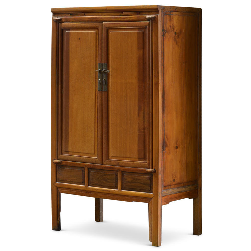 Natural Finish Elmwood Oriental Armoire