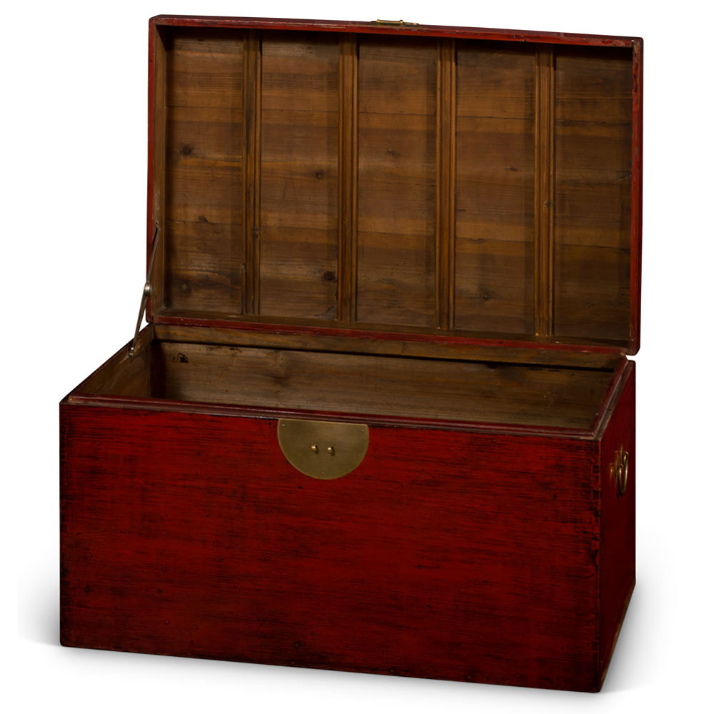 Antique Red Chinese Dowry Trunk