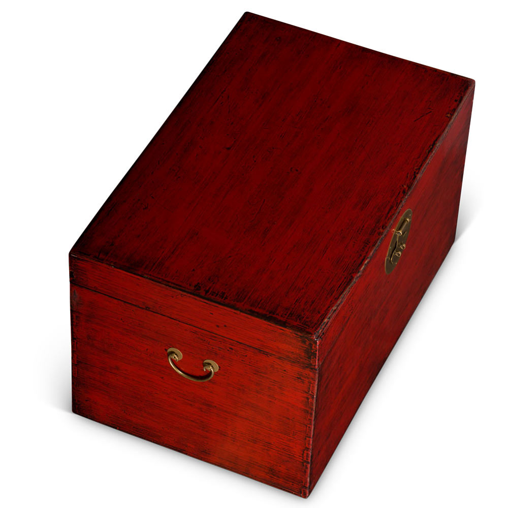 Antique Red Chinese Dowry Trunk