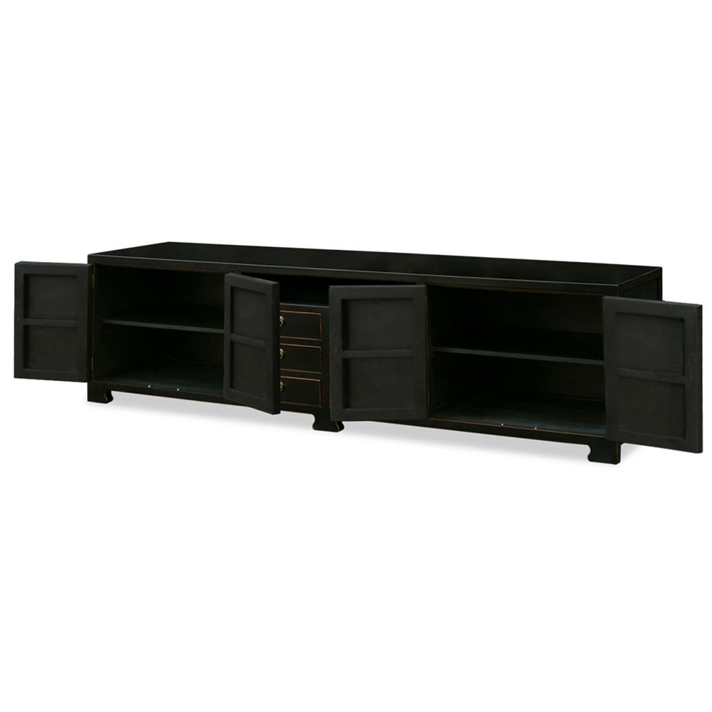 Distressed Black Elmwood Chinese Ming Media Cabinet - with FREE Inside Delivery