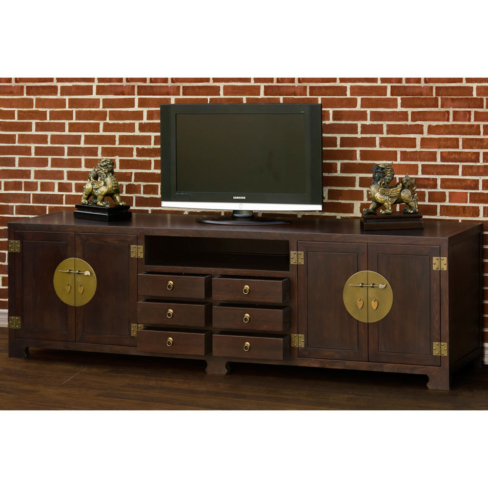 Dark Espresso Elmwood Chinese Ming Media Cabinet - with FREE Inside Delivery