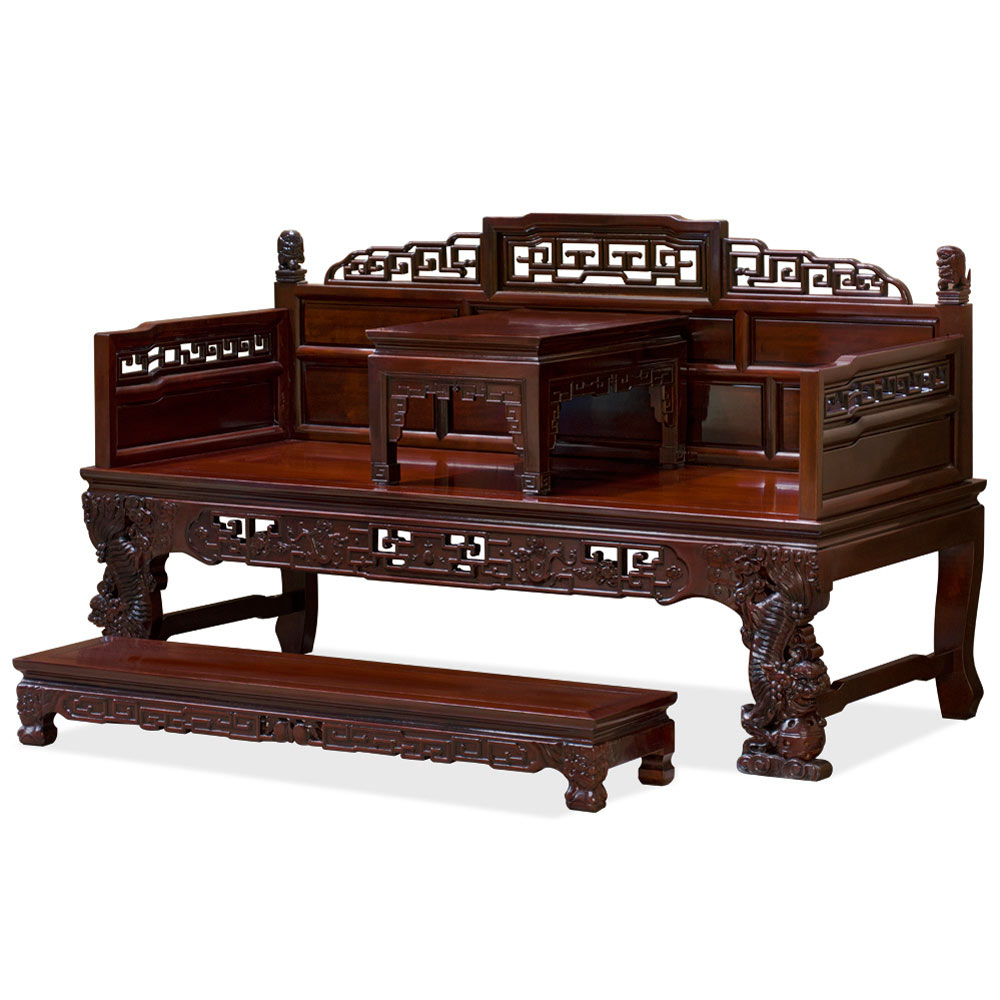 Mahogany Finish Rosewood Imperial Palace Asian Day Bed