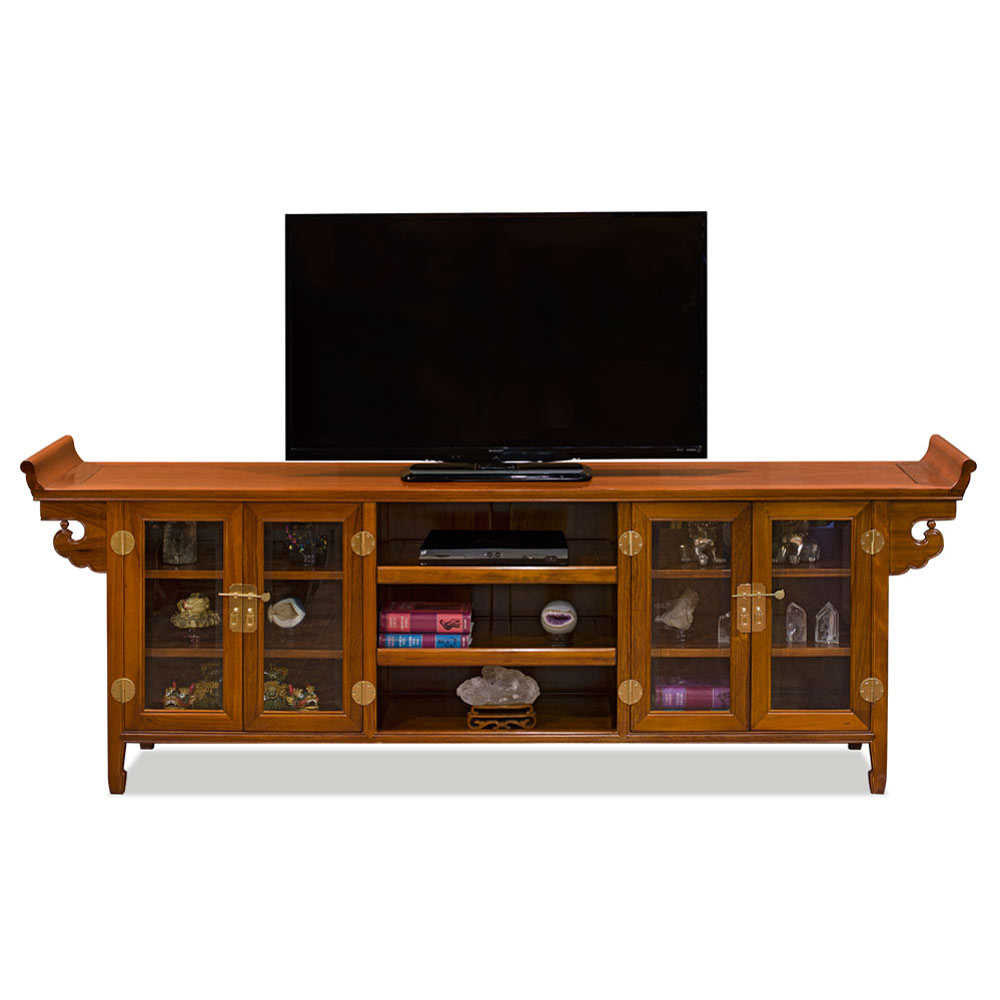 Natural Finish Rosewood Chinese Altar Media Cabinet