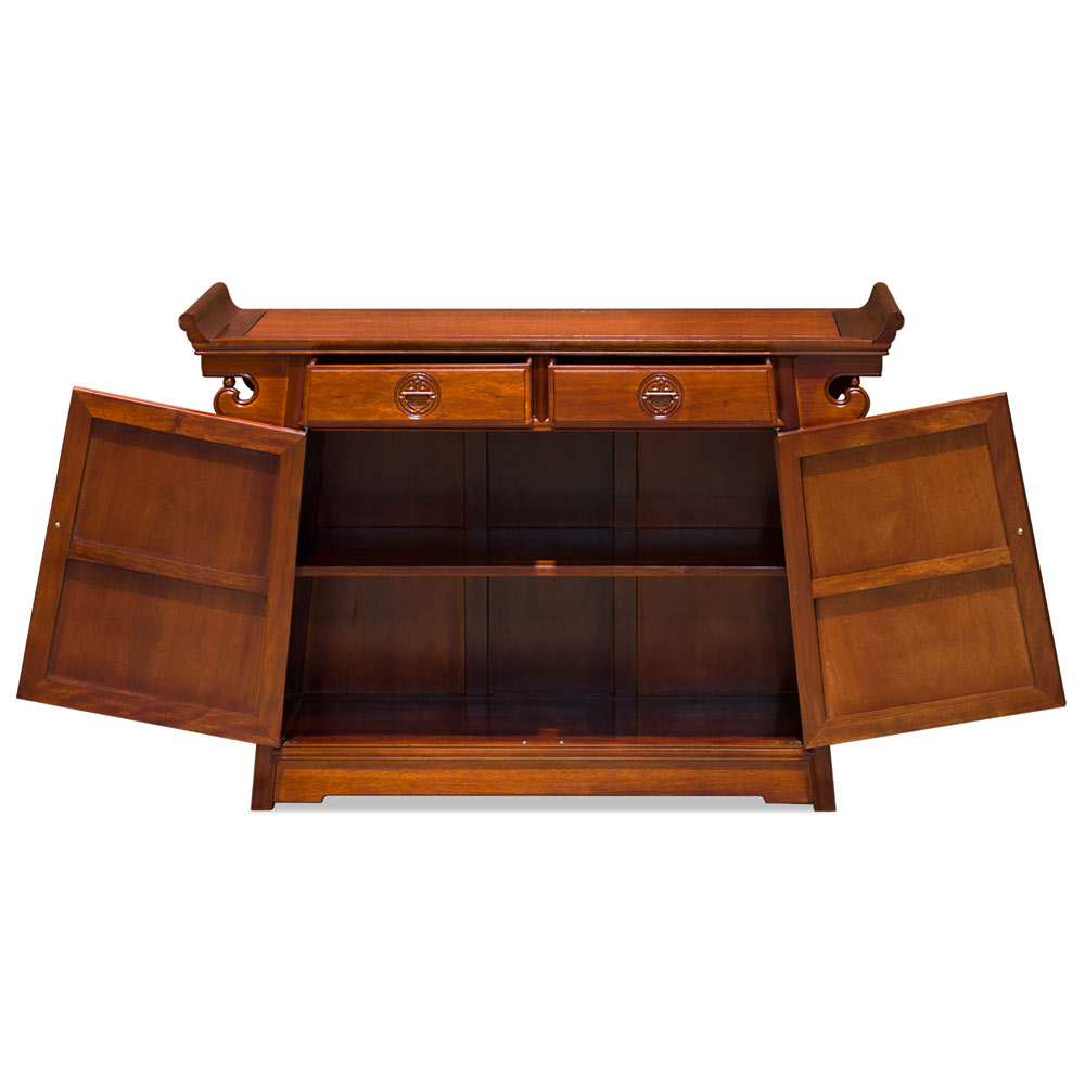 Natural Finish Rosewood Chinese Longevity Altar Cabinet