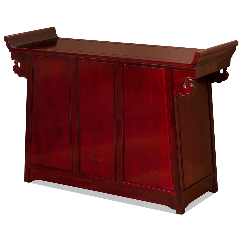 Dark Cherry Rosewood Prosperity Dragon Asian Altar Cabinet