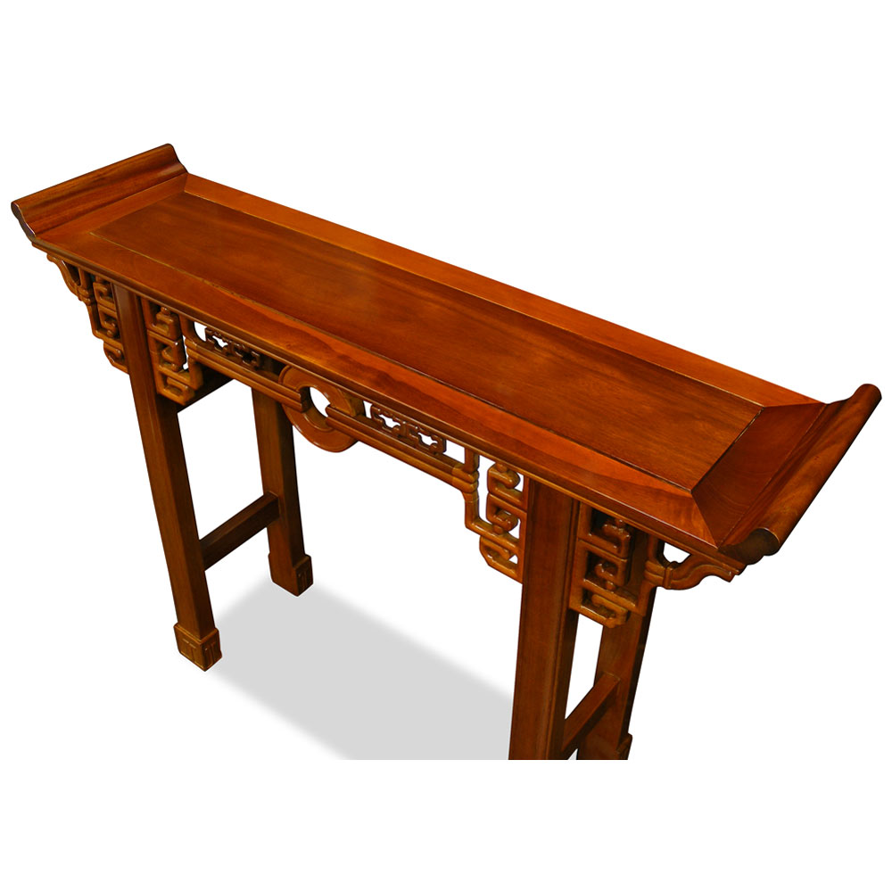 48 Inch Natural Finish Rosewood Coin Design Asian Altar Table