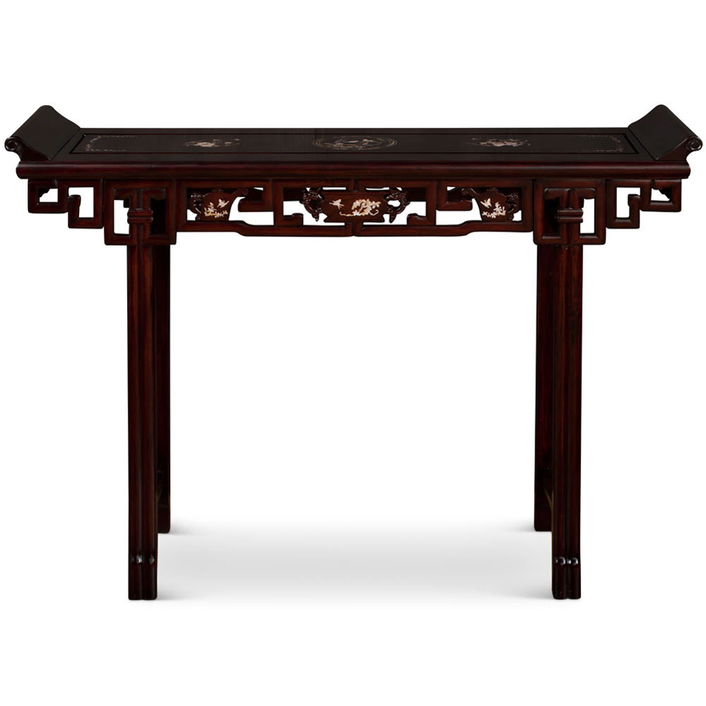 Dark Cherry Chinese Mother of Pearl Inlay Rosewood Altar Table