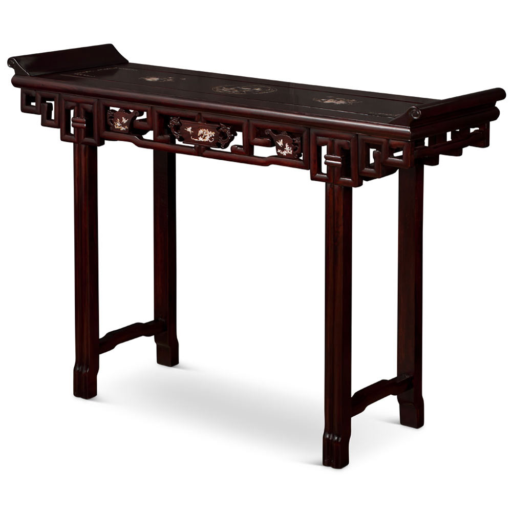 Dark Cherry Chinese Mother of Pearl Inlay Rosewood Altar Table