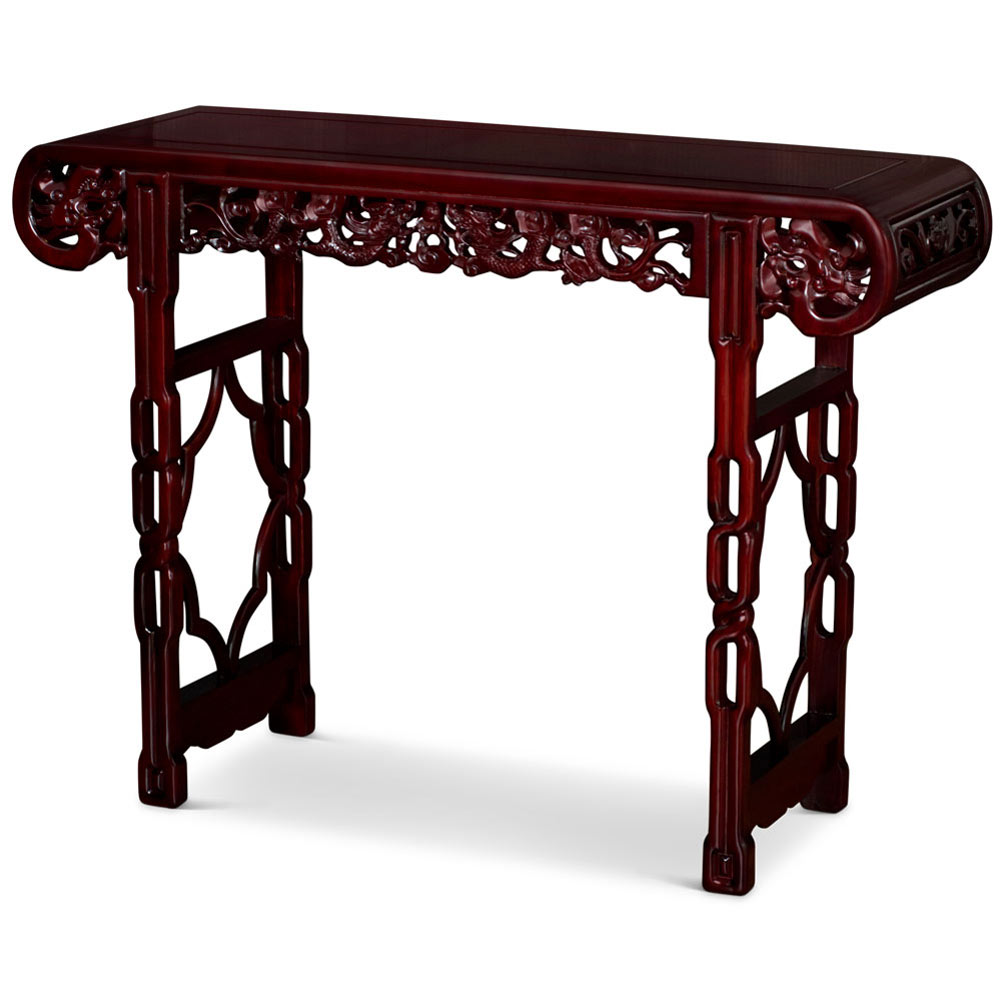 48in Dark Cherry Rosewood Dragon Motif Asian Altar Table