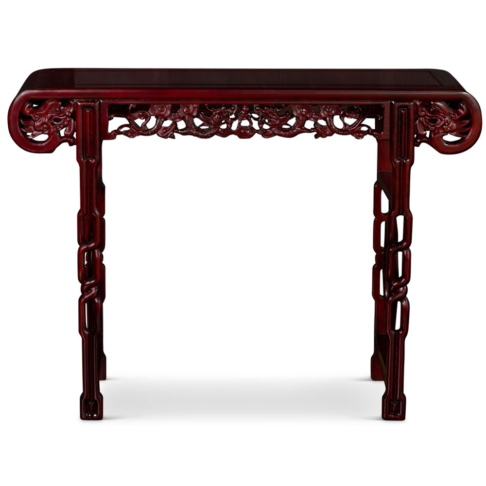 48in Dark Cherry Rosewood Dragon Motif Asian Altar Table