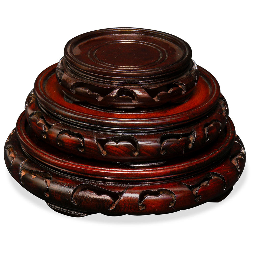 Assorted Dark Brown Round Chinese Wooden Stands