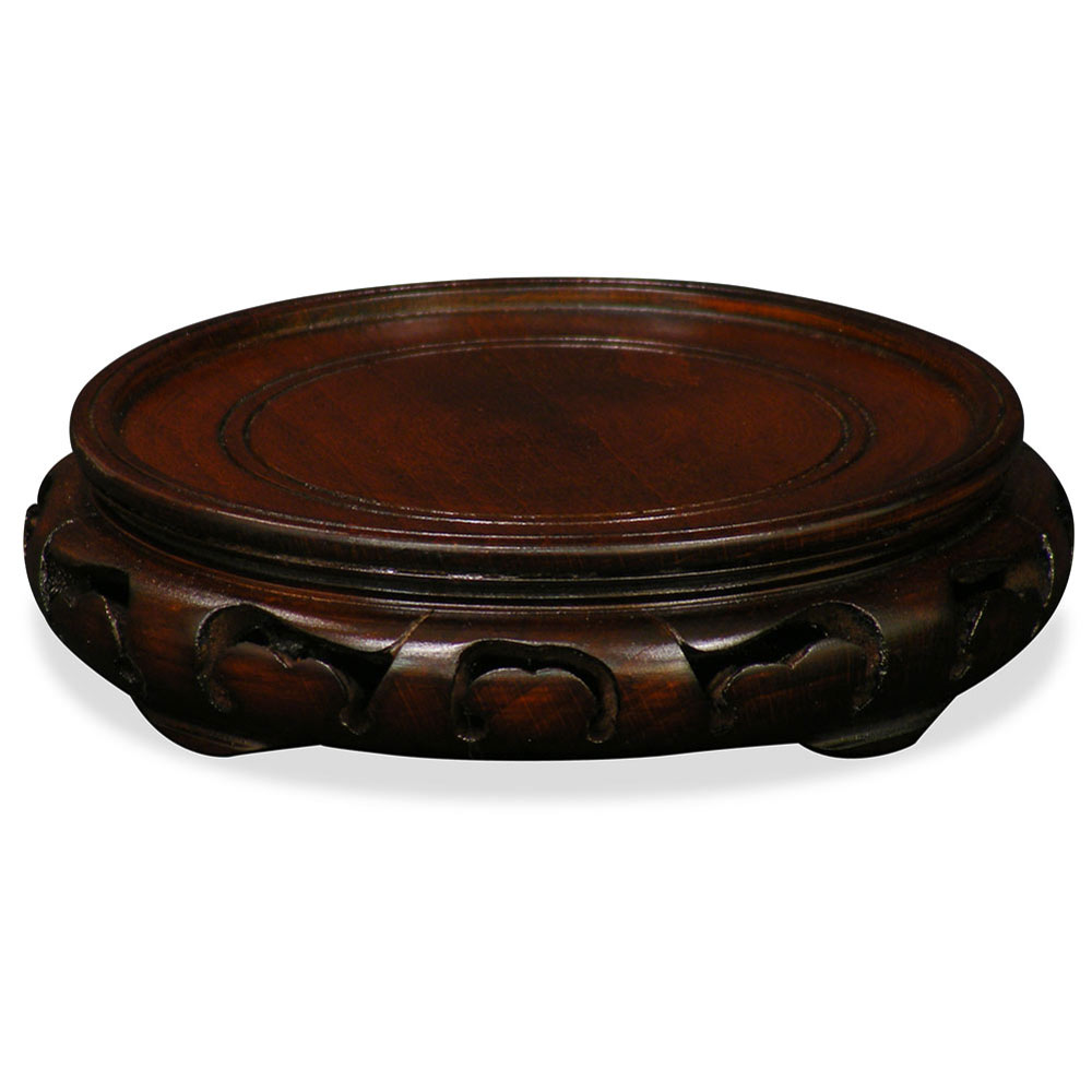 Assorted Dark Brown Round Chinese Wooden Stands