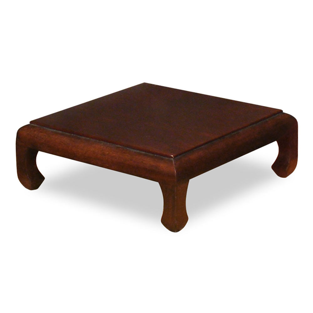 8 Inch Dark Brown Elmwood Chinese Square Stand