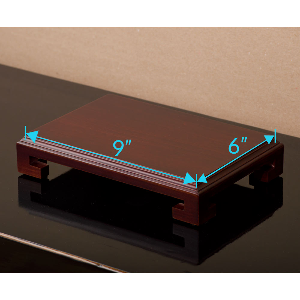 9 x 6 Inch Dark Brown Wooden Rectangular Chinese Stand
