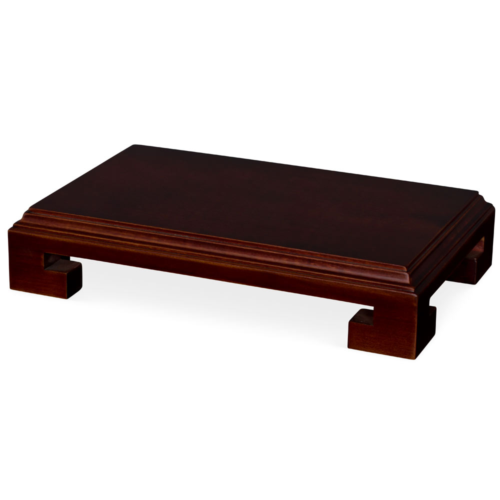 10 x 6 Inch Dark Brown Wooden Rectangular Chinese Stand