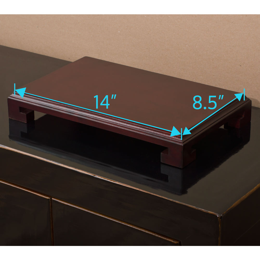 14 x 8.5 Inch Dark Brown Wooden Rectangular Chinese Stand
