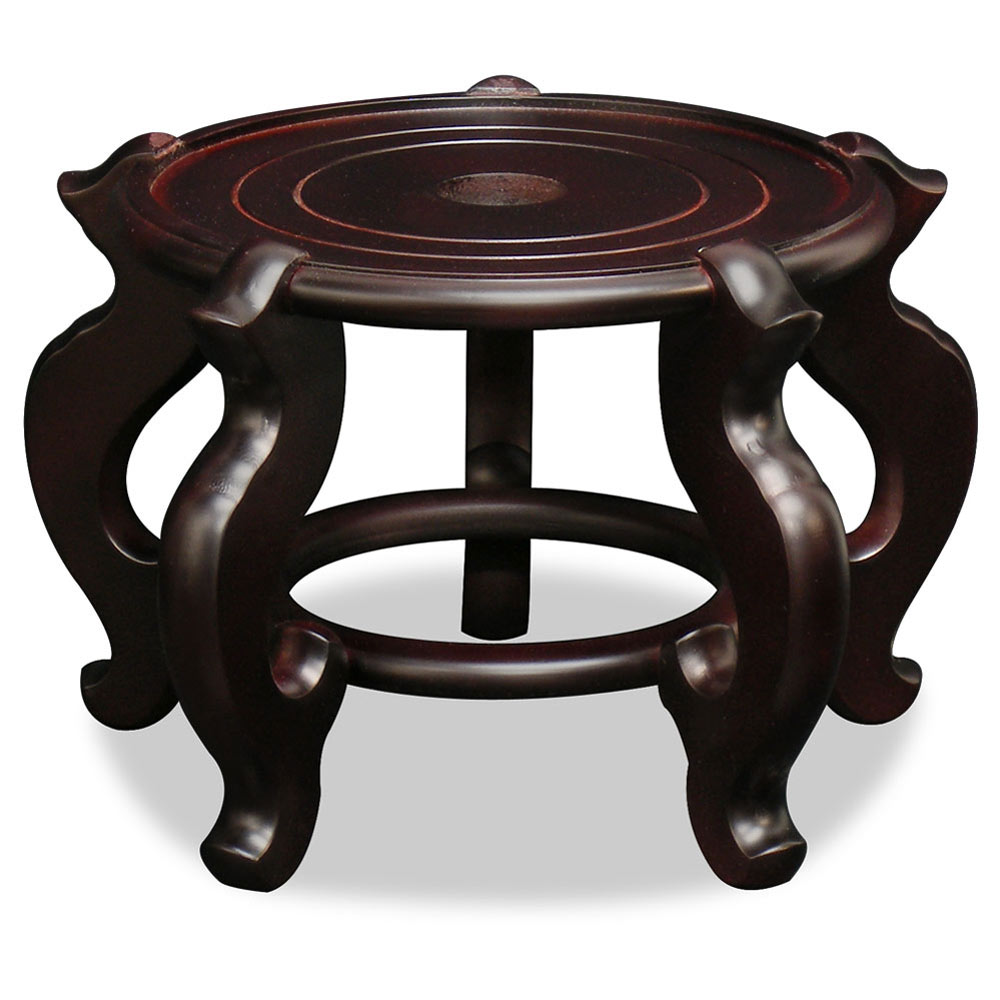 12.5 Inch Dark Brown Chinese Wooden Planter Stand