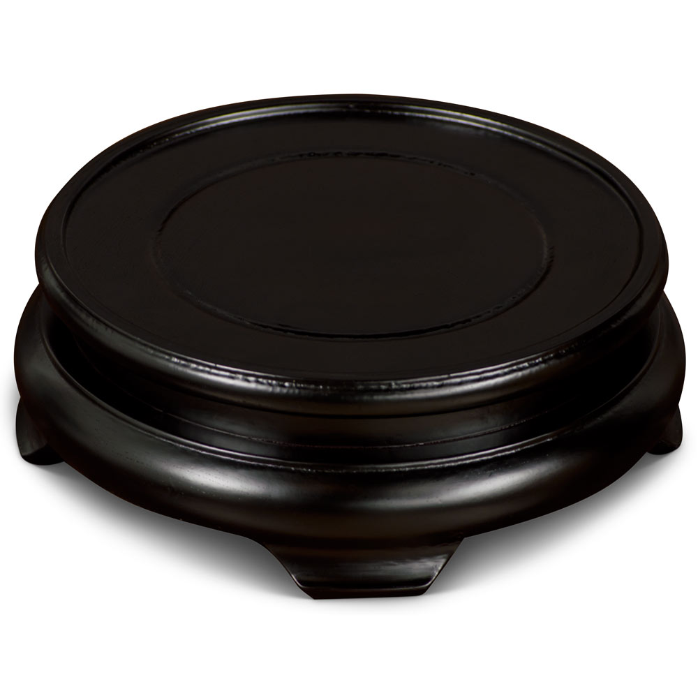 4.5 Inch Black Round Chinese Wooden Stand