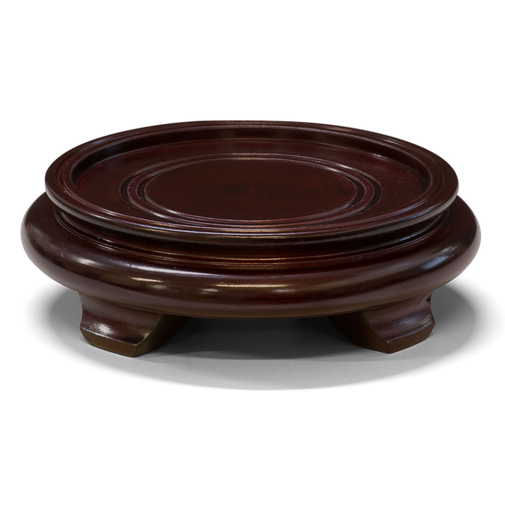 4.5 Inch Dark Brown Round Chinese Wooden Stand