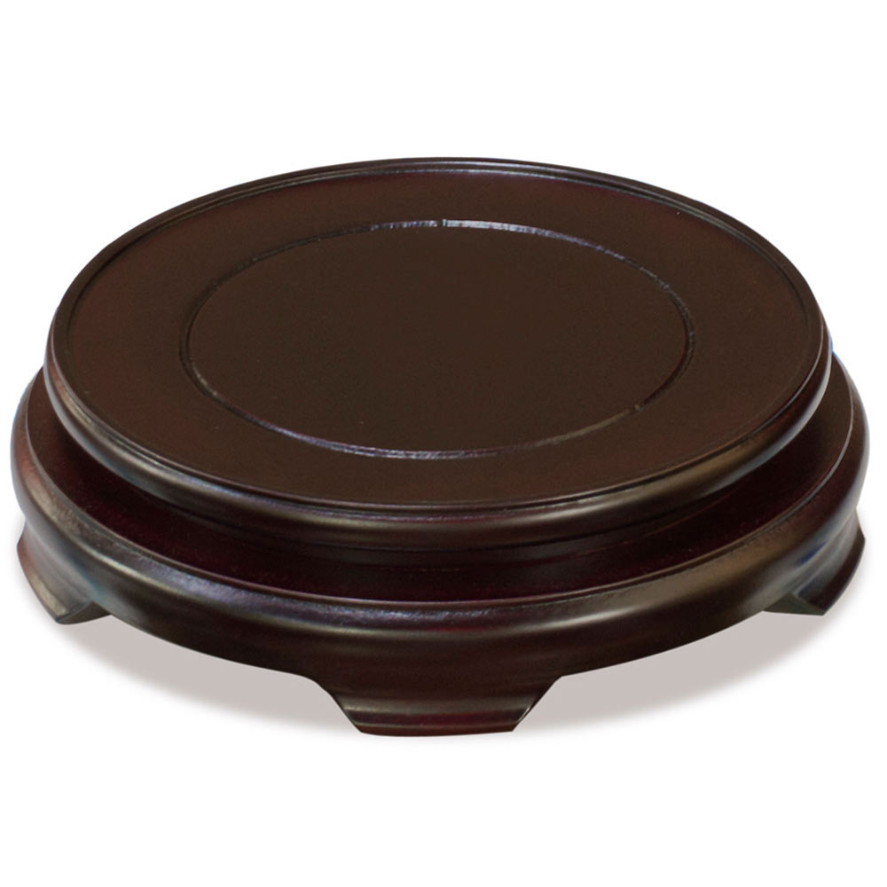 6 Inch Dark Brown Round Chinese Wooden Stand