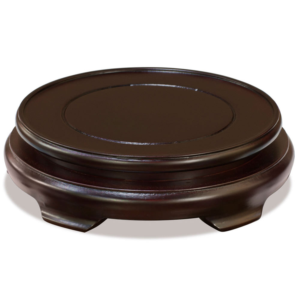 6 Inch Dark Brown Round Chinese Wooden Stand