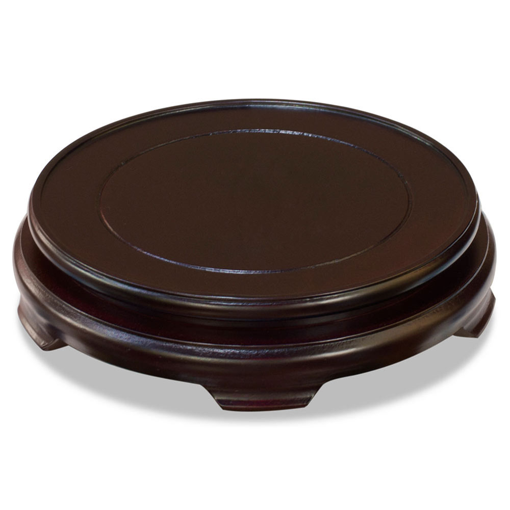 Dark Brown Round Chinese Wooden Stands