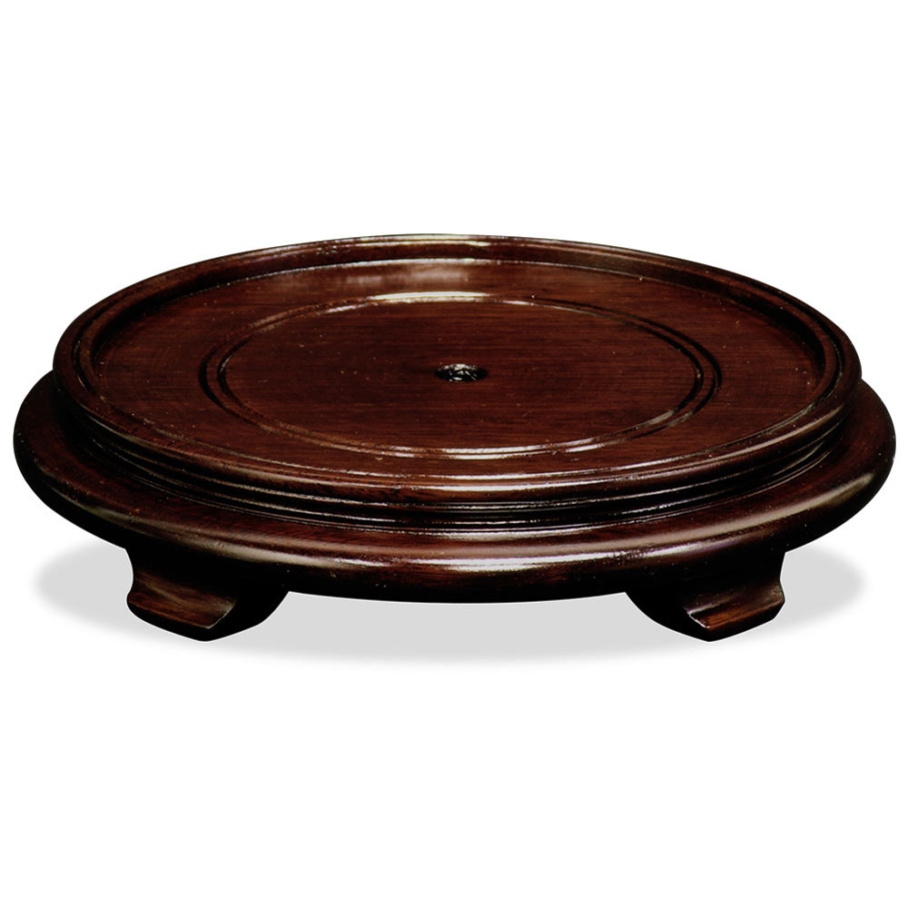 Dark Brown Round Chinese Wooden Stands