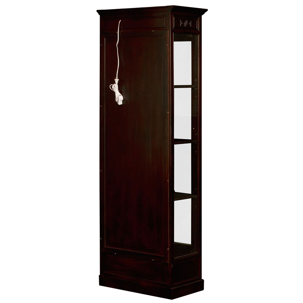 Dark Cherry Rosewood Ming Design Oriental Curio Cabinet