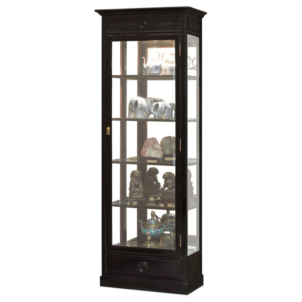 Black Rosewood Chinese Ming Design Curio Cabinet