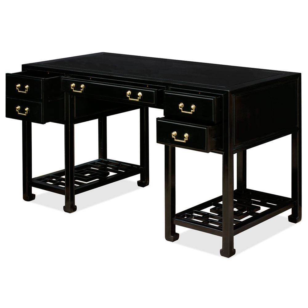 Black Ebony Rosewood Chinese Ming Desk with 4 Drawers