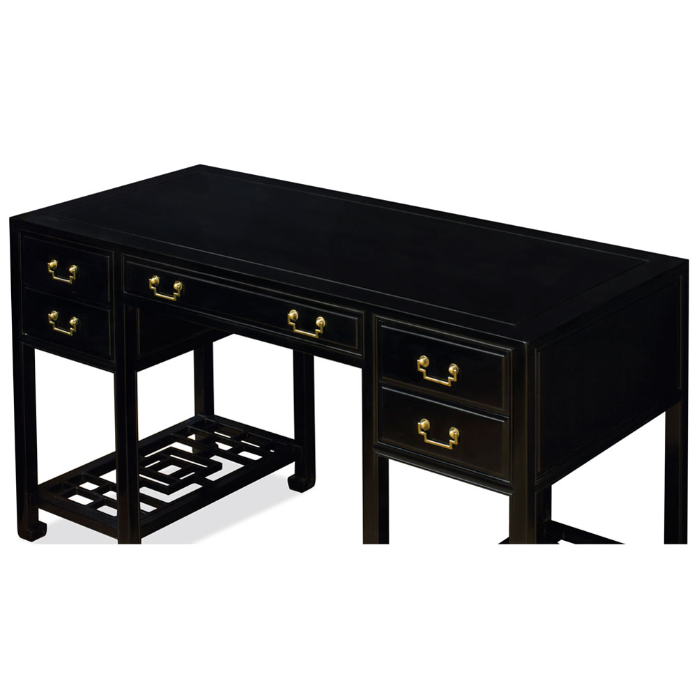 Black Ebony Rosewood Chinese Ming Desk with 4 Drawers