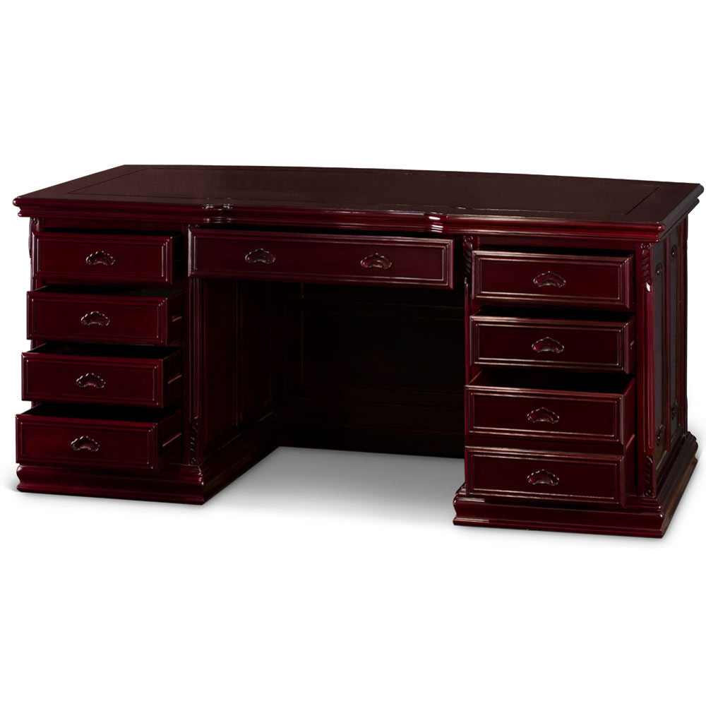 Dark Cherry Rosewood French Style Credenza Desk