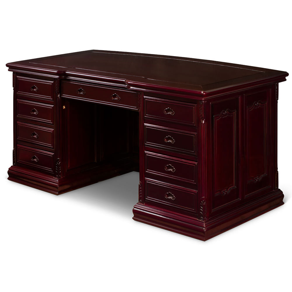 Dark Cherry Rosewood French Style Credenza Desk