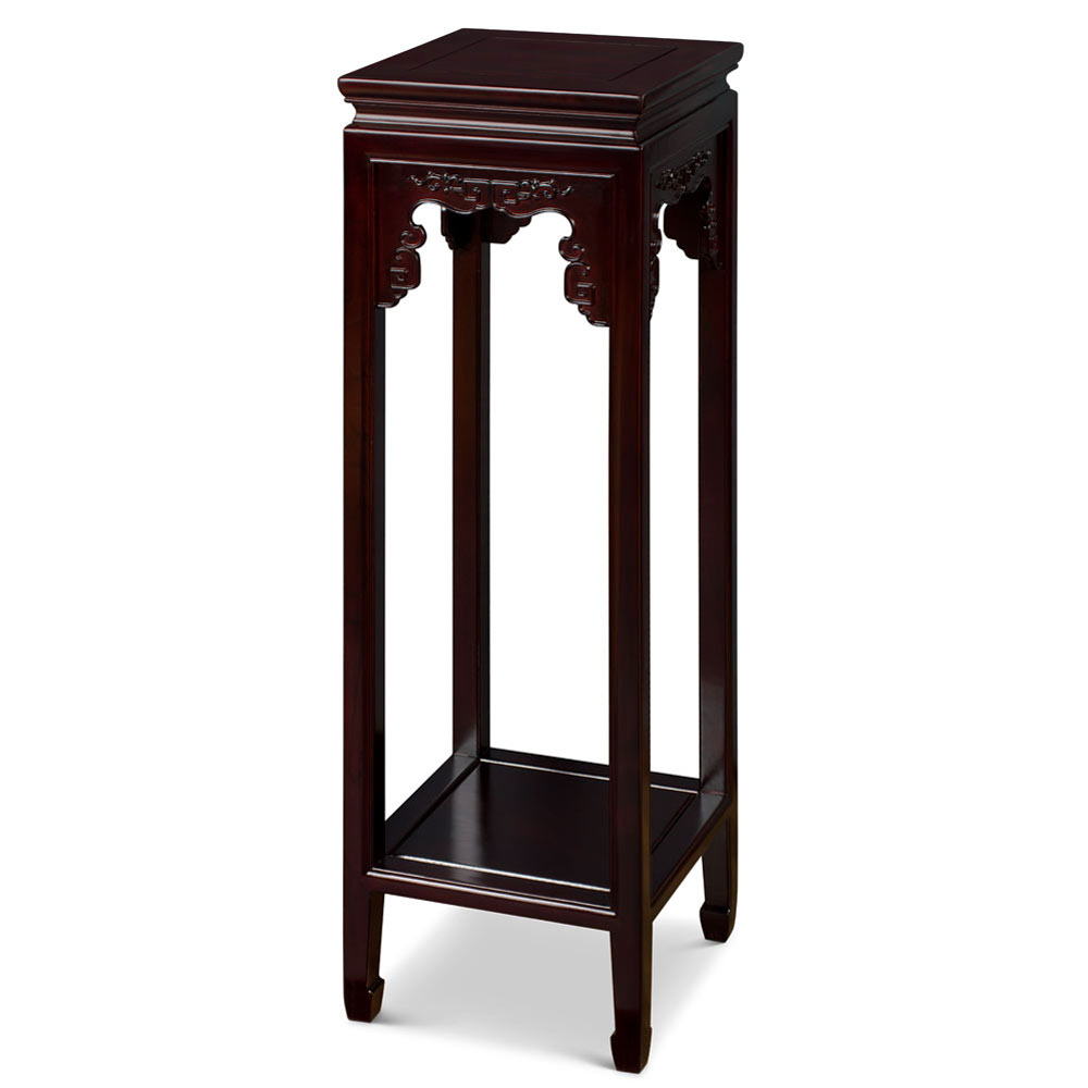 Rosewood Chinese Cloud Motif Square Pedestal