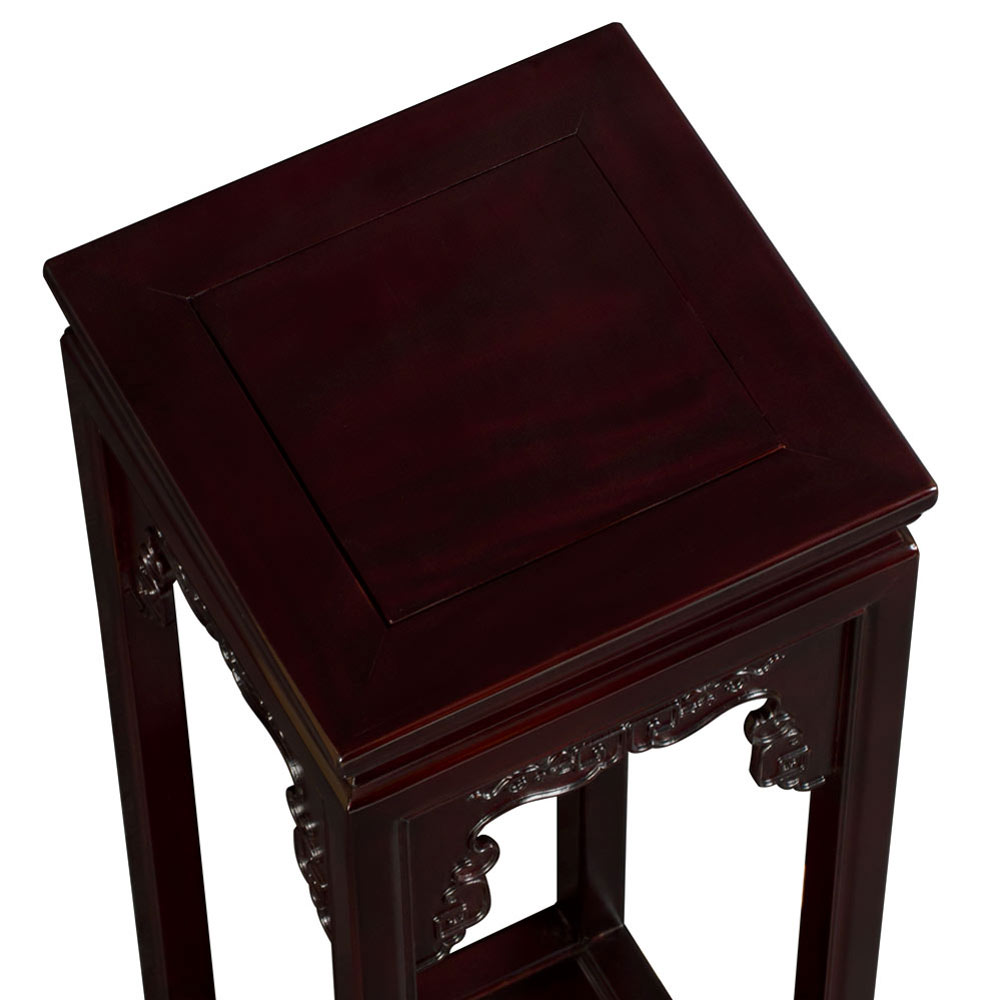 Rosewood Chinese Cloud Motif Square Pedestal