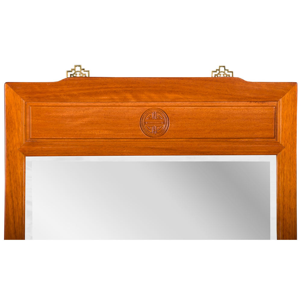 Natural Rosewood Chinese Longevity Vanity Mirror