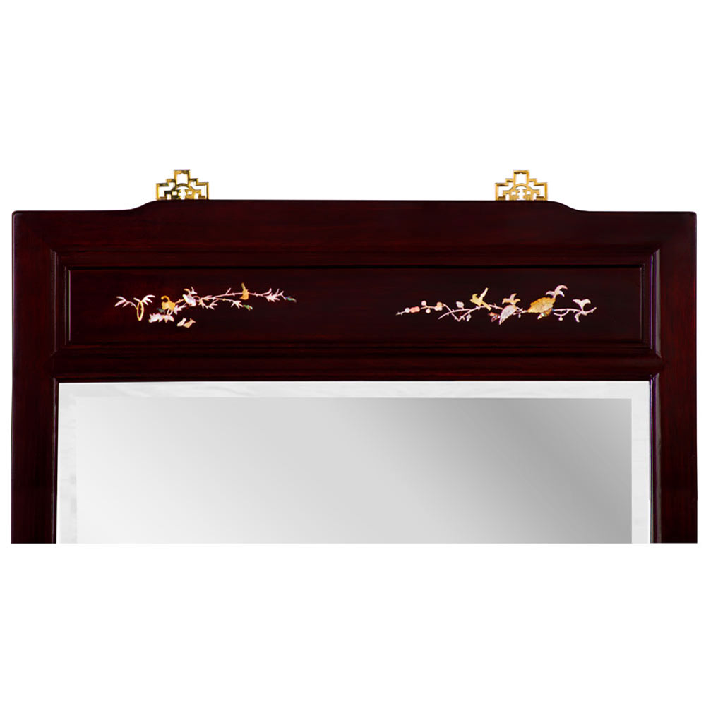 Dark Cherry Rosewood Mother of Pearl Inlay Vanity Mirror