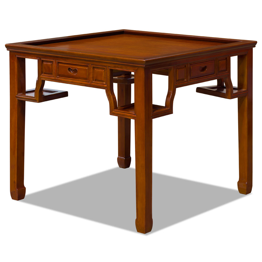 Rosewood Natural Finish Chinese Mahjong Table with Four Drawers