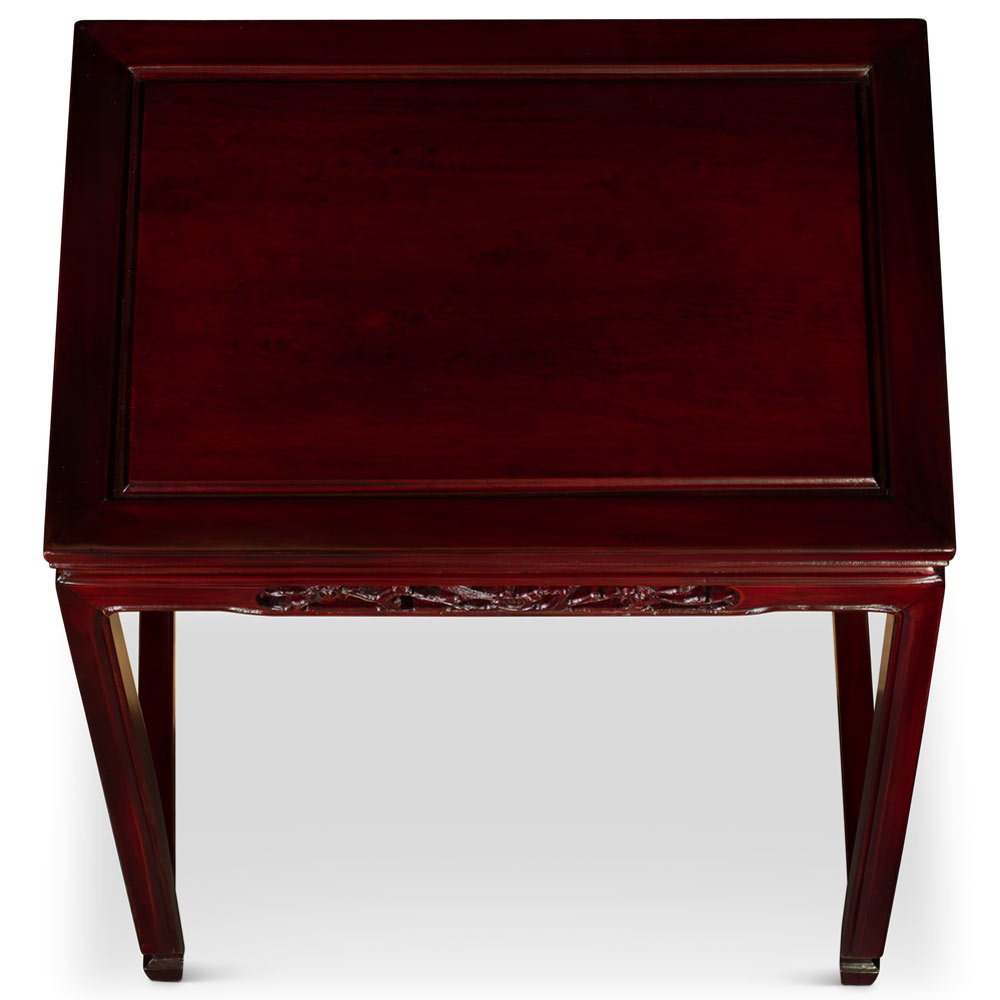 Cherry Rosewood Bird and Flower Oriental Nesting Tables