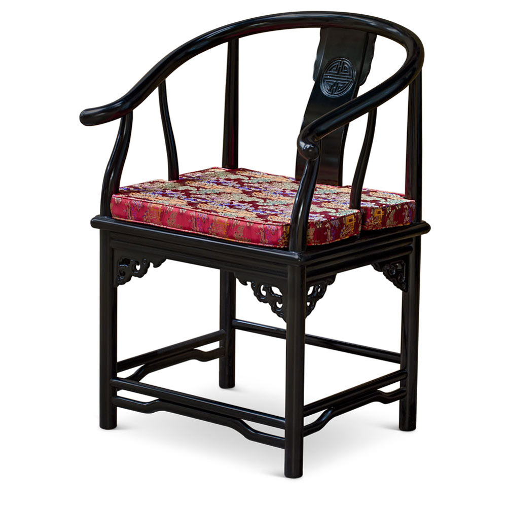 Chinese Longevity Symbol Design Royal Navy Blue Ming Chair Cushion (#07)