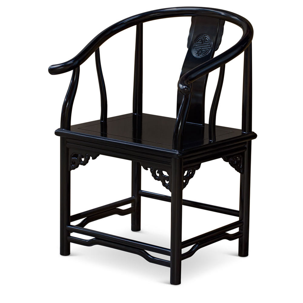 Black Finish Rosewood Ming Style Chinese Arm Chair