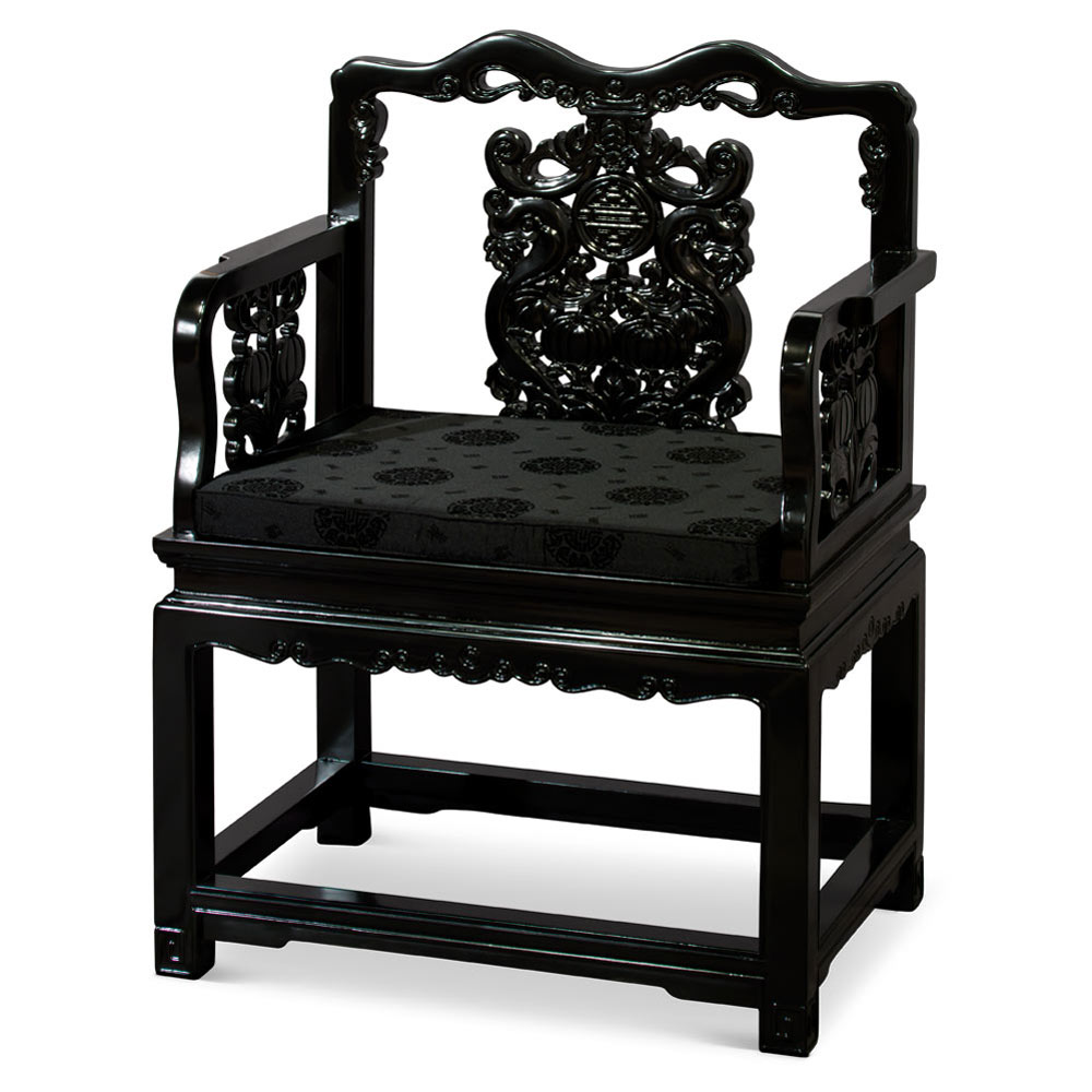 Black Rosewood Imperial Palace Tai Shi Oriental Arm Chair