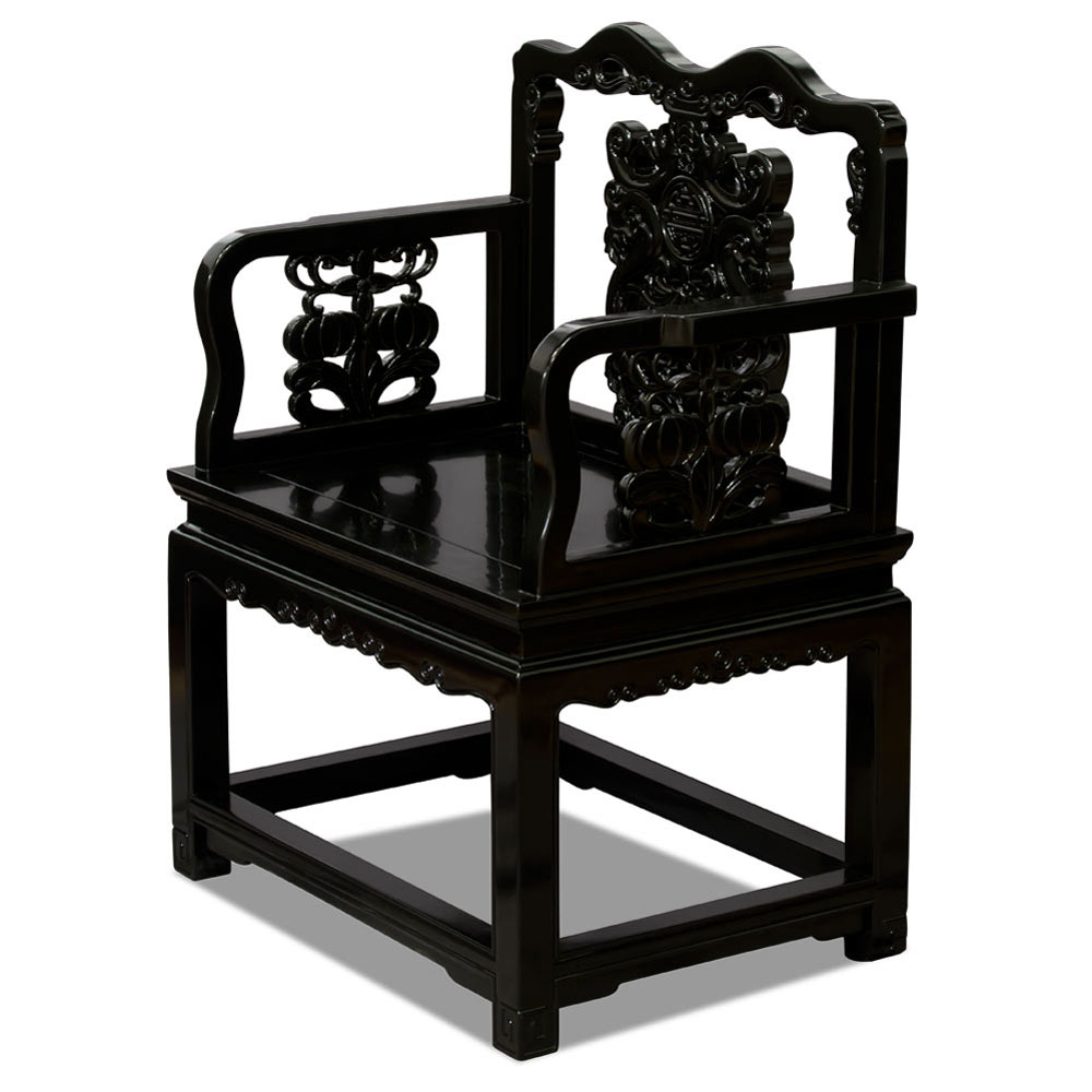 Black Rosewood Imperial Palace Tai Shi Oriental Arm Chair