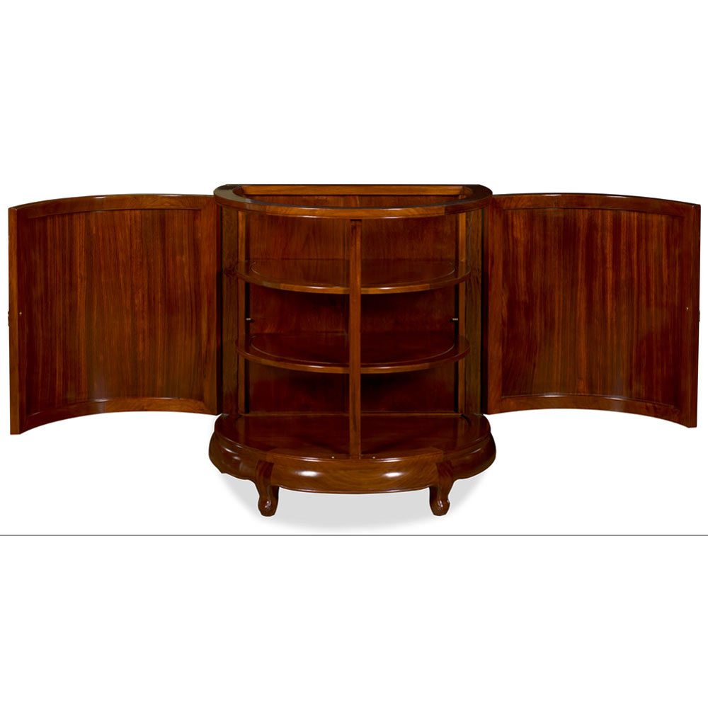 Natural Finish Rosewood Longevity Design Half Moon Chinese Vanity Cabinet