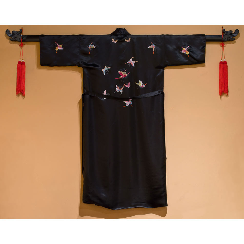 Chinese Black Silk Robe